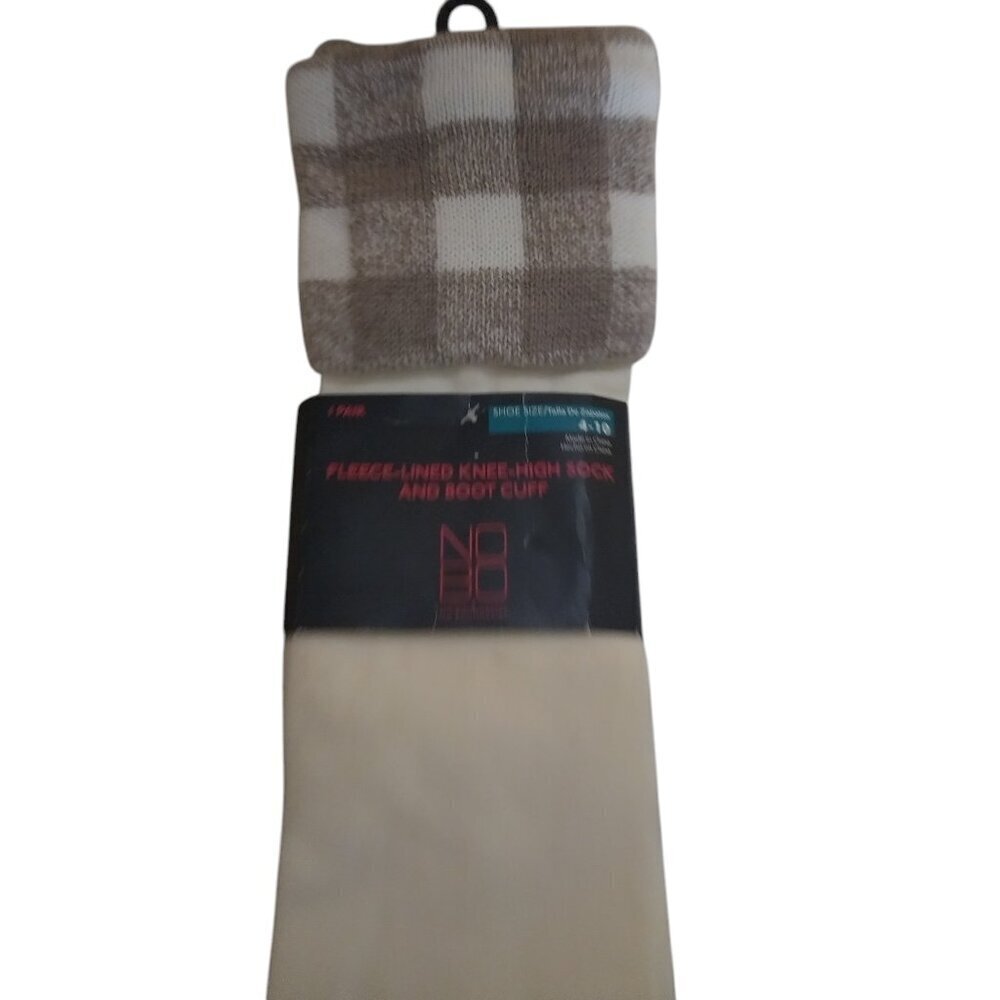 No Boundaries Beige Size 4-10 Fleece Lined Knee High Socks With Boot Cuff NEW